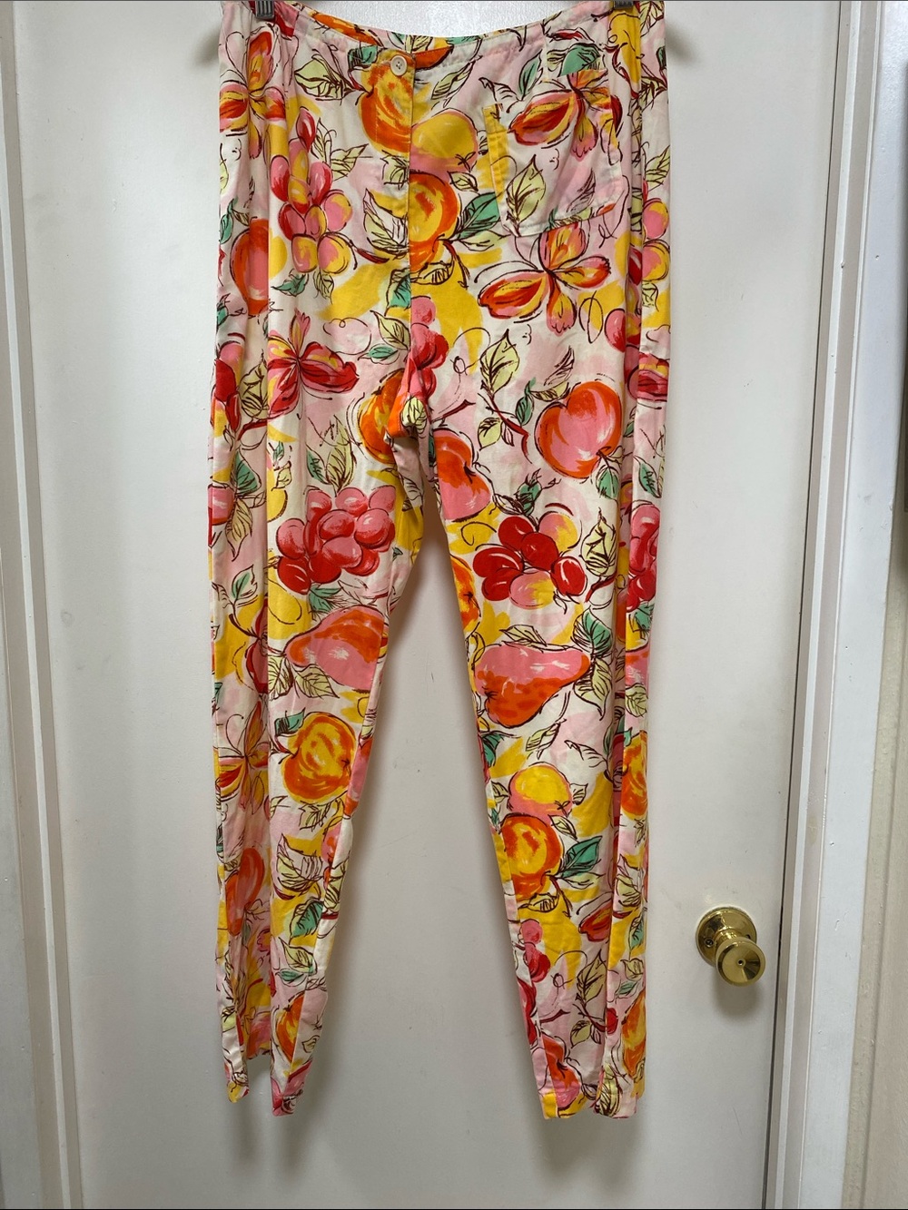 Talbots Pink Floral & Fruit-Print Straight Leg Pants